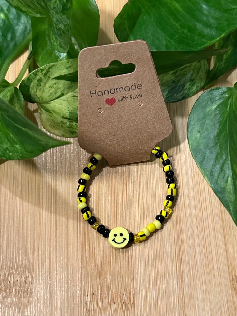 😊✨ Smiley Face Stretchy Beaded Bracelet |‎ Handmade | Clay Smiley Face Charm 😊